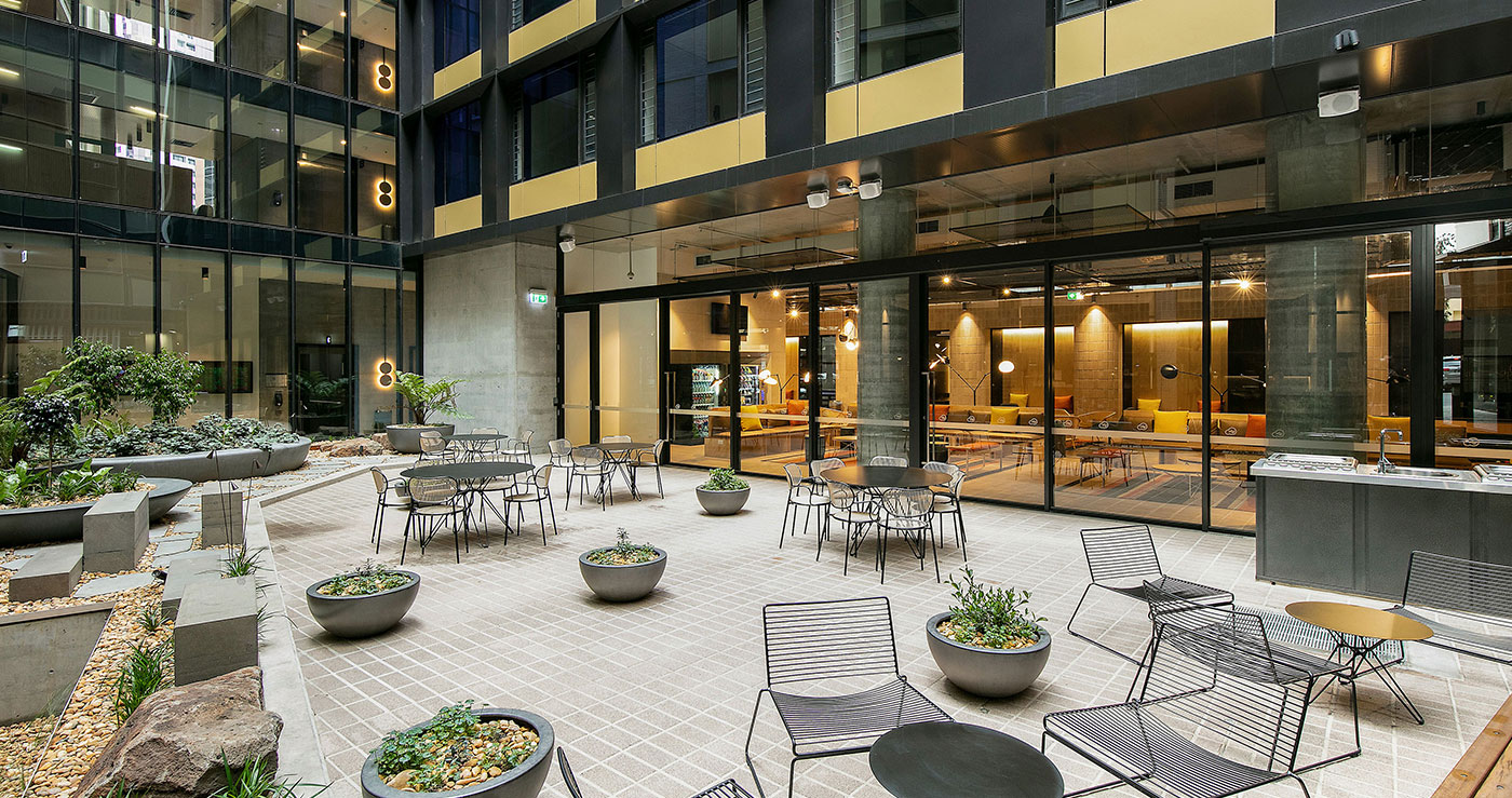 Central courtyard at Iglu Melbourne City