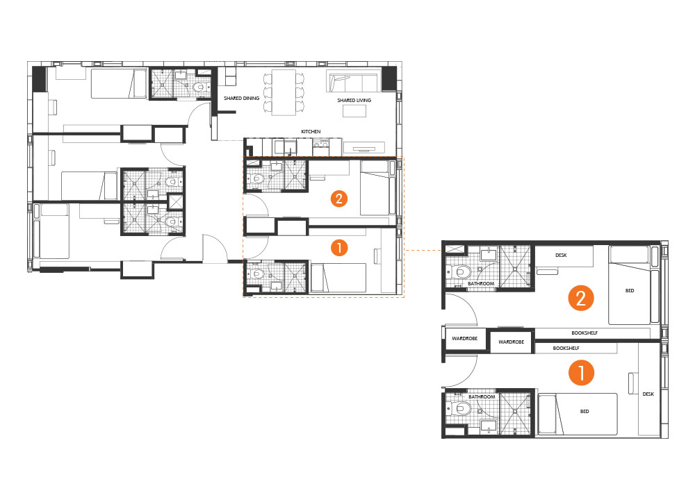 Iglu Brisbane City 5 Bedroom Floor Plan