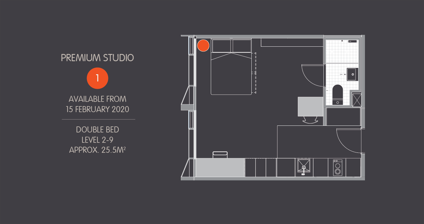 Iglu South Yarra Premium Studio 1 Layout