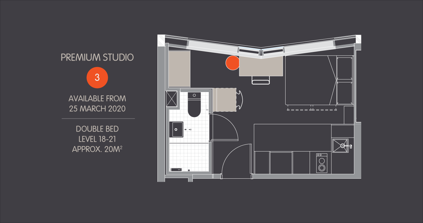 Iglu South Yarra Premium Studio 3 Layout