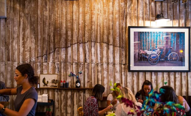 students hanging out in cool south yarra restaurant