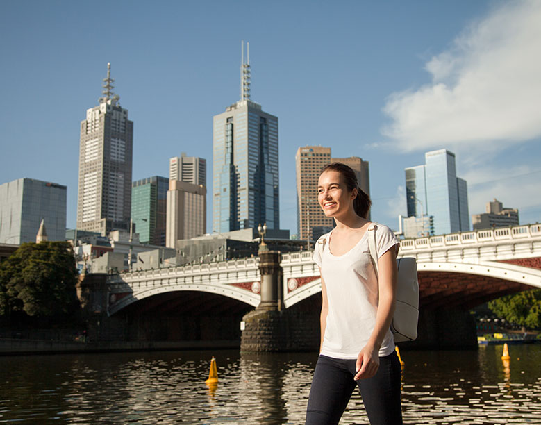 student walking to or from student accommodation in melbourne